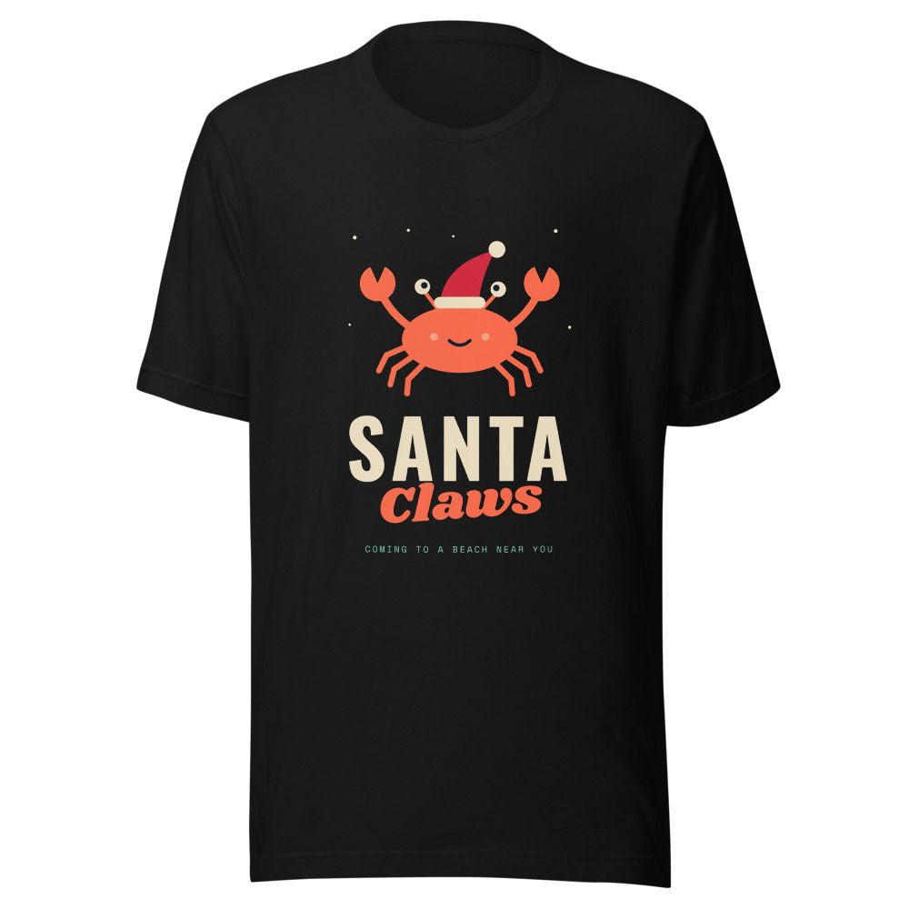Santa Claws Christmas Crab T-Shirt - Black