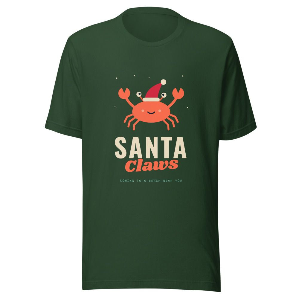 Santa Claws Christmas Crab T-Shirt - Forest