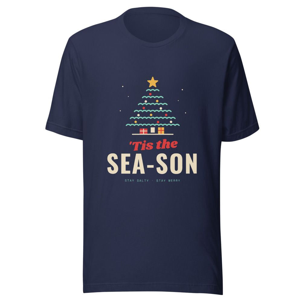 'Tis the Sea-son Christmas Tree T-Shirt - Navy