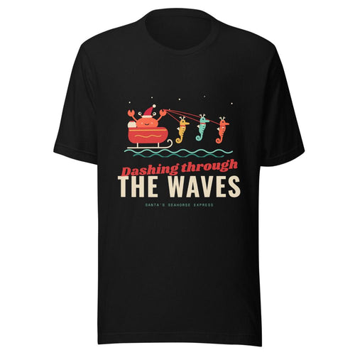 Dashing Through the Waves Christmas T-Shirt - Black