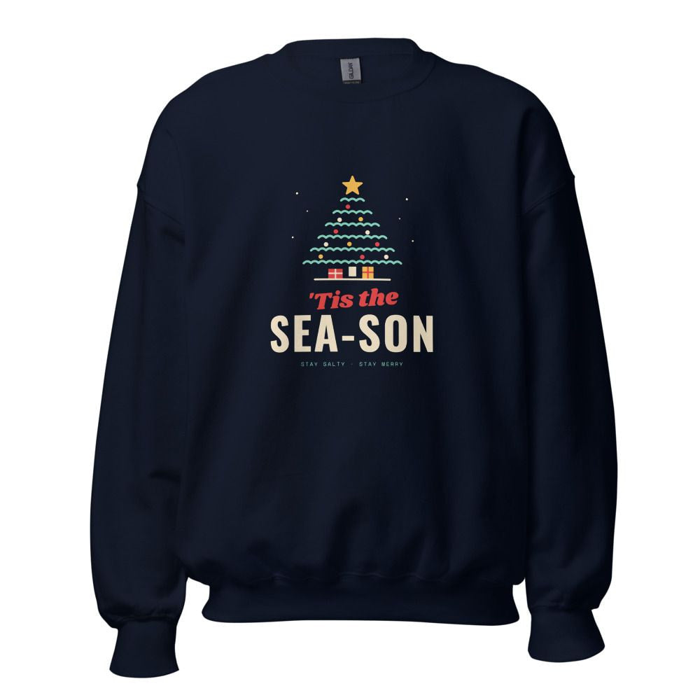 'Tis the Sea-son Christmas Tree Sweatshirt - Navy