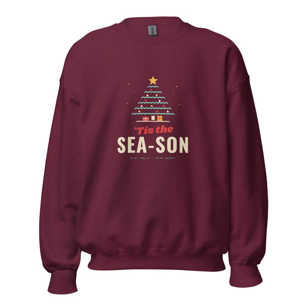 'Tis the Sea-son Christmas Tree Sweatshirt - Maroon