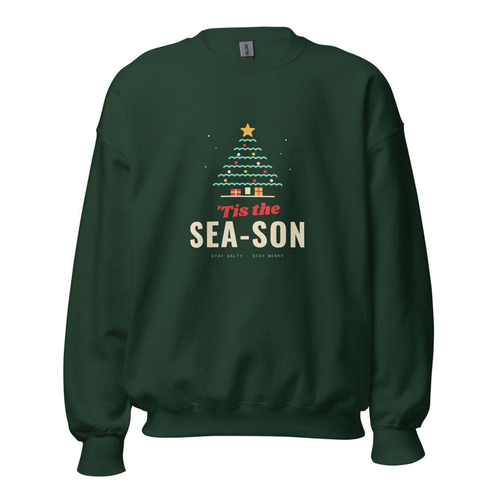 'Tis the Sea-son Christmas Tree Sweatshirt - Forest Green
