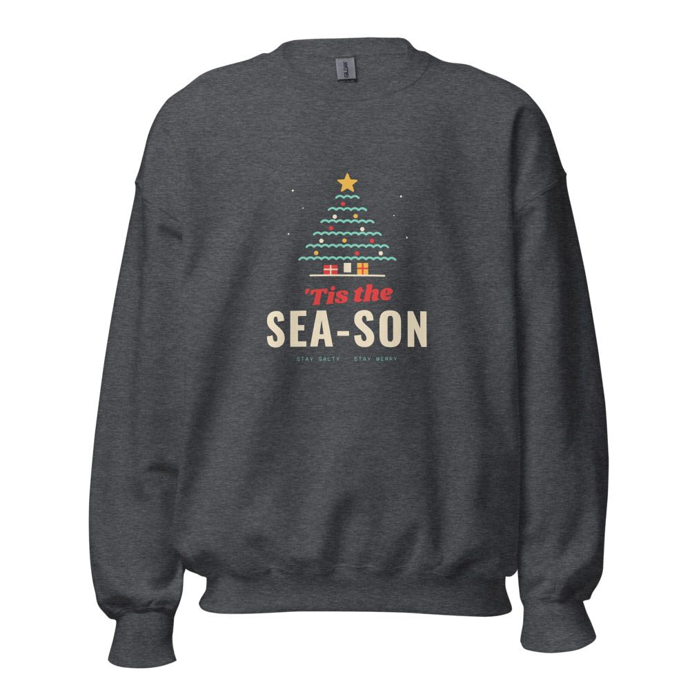 'Tis the Sea-son Christmas Tree Sweatshirt - Dark Heather