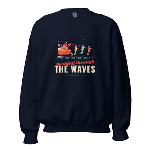 Dashing Through the Waves Christmas Sweatshirt - Navy