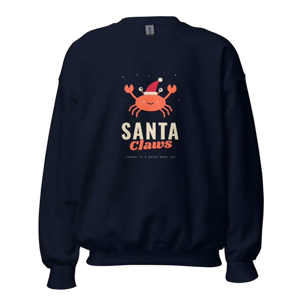 Santa Claws Christmas Crab Sweatshirt - Navy
