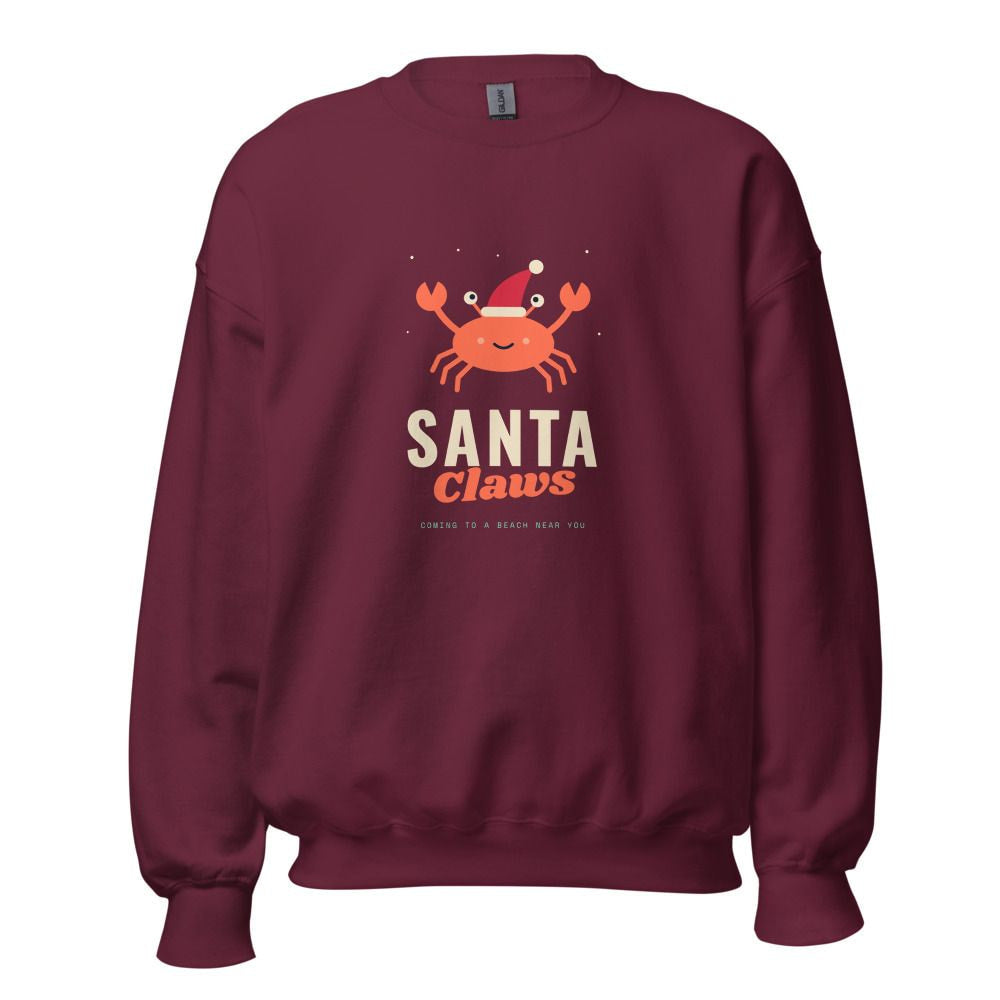 Santa Claws Christmas Crab Sweatshirt - Maroon