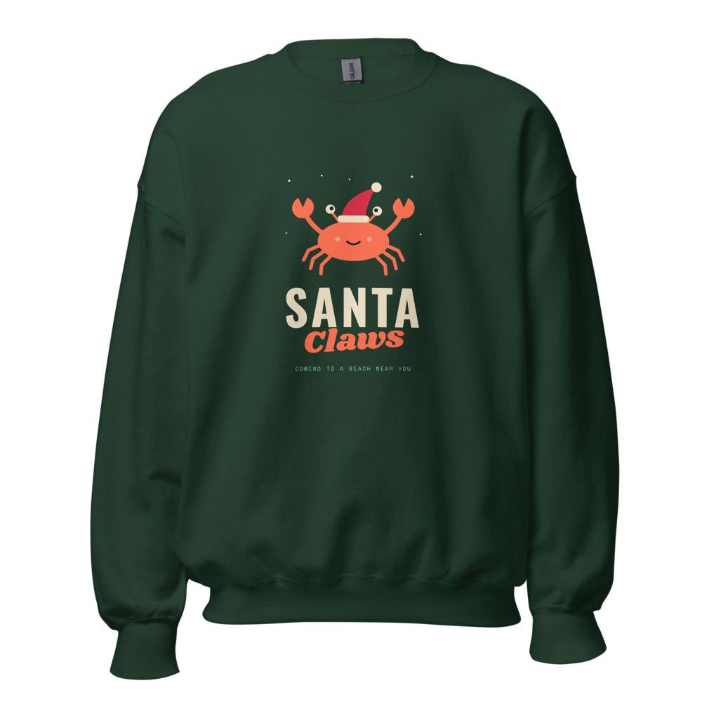 Santa Claws Christmas Crab Sweatshirt - Forest Green