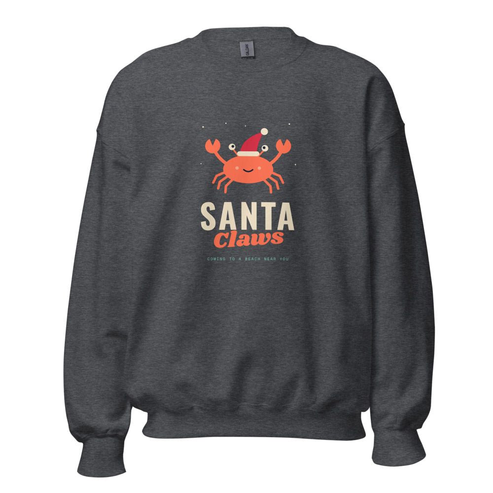 Santa Claws Christmas Crab Sweatshirt - Dark Heather