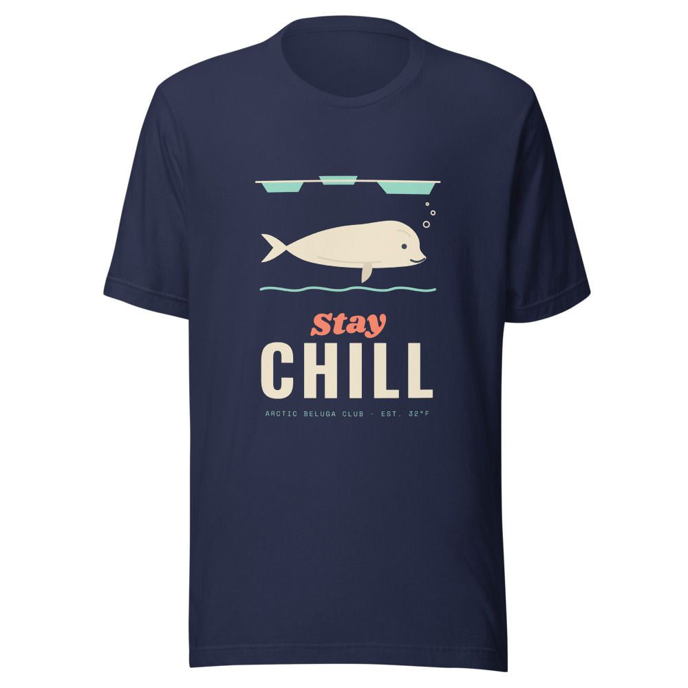Stay Chill Beluga Whale T-Shirt - Navy