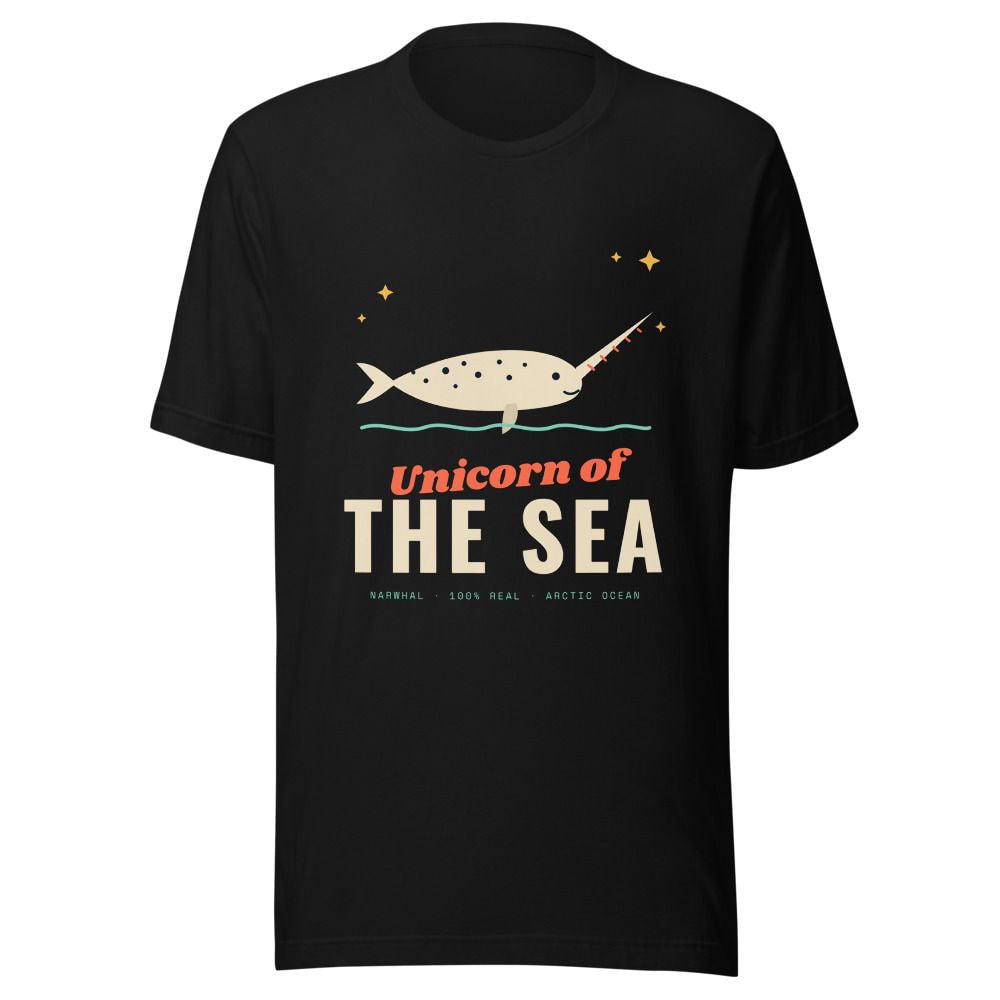 Unicorn of the Sea Narwhal T-Shirt - Black