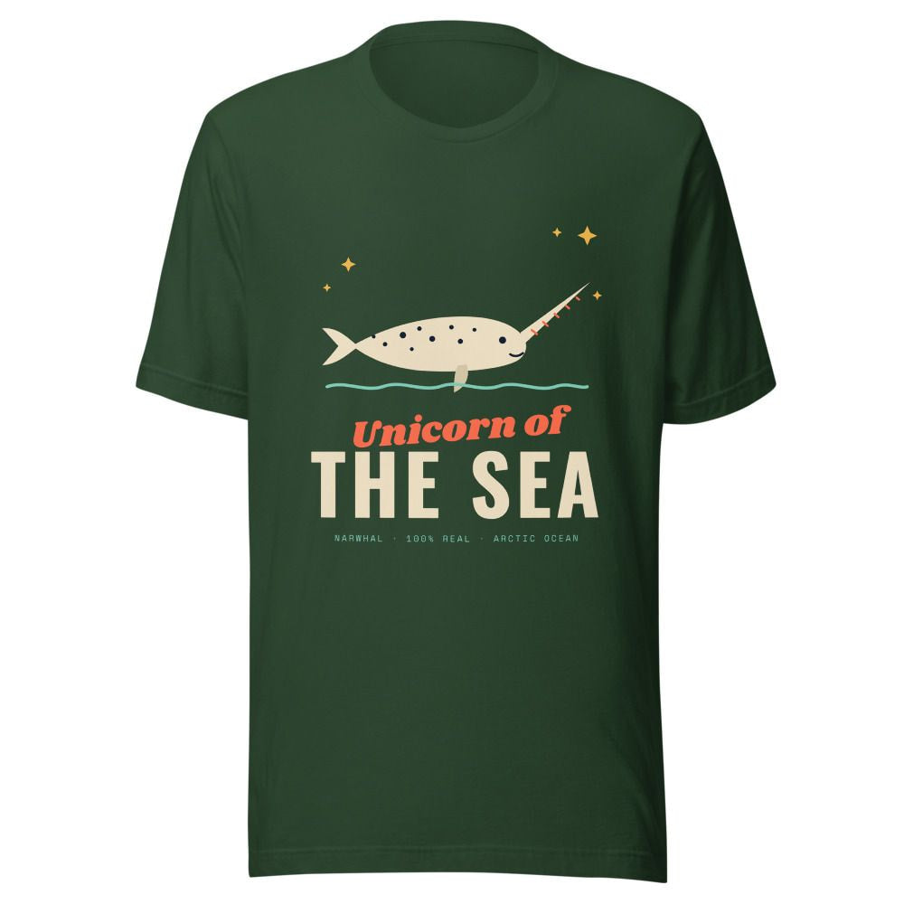 Unicorn of the Sea Narwhal T-Shirt - Forest