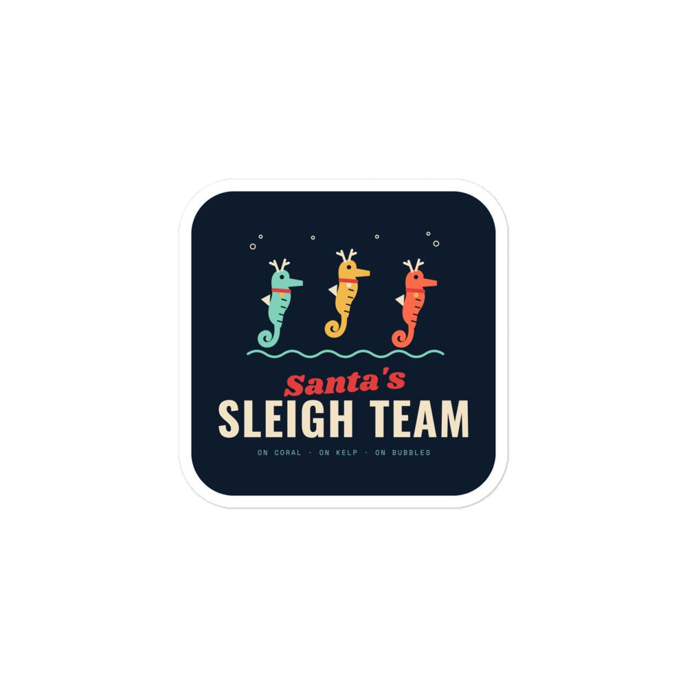 Santa's Sleigh Team Seahorse Sticker