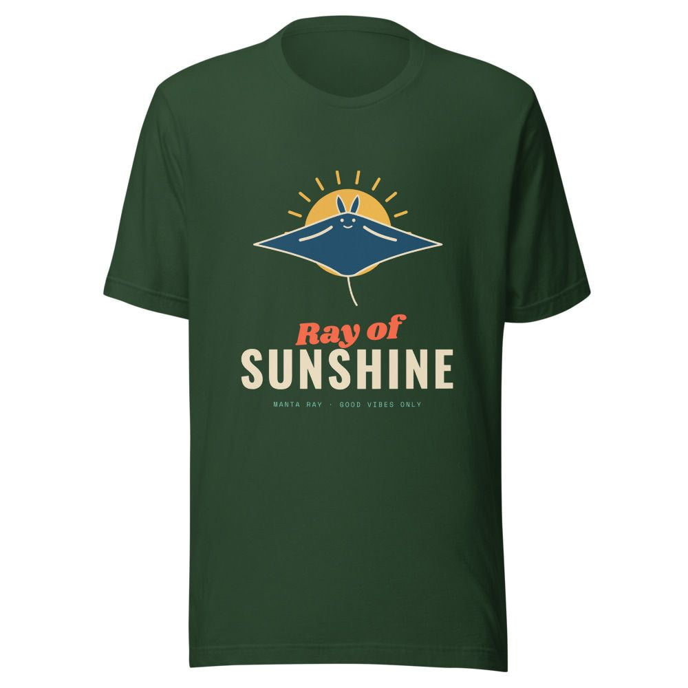 Ray of Sunshine Manta Ray T-Shirt - Forest