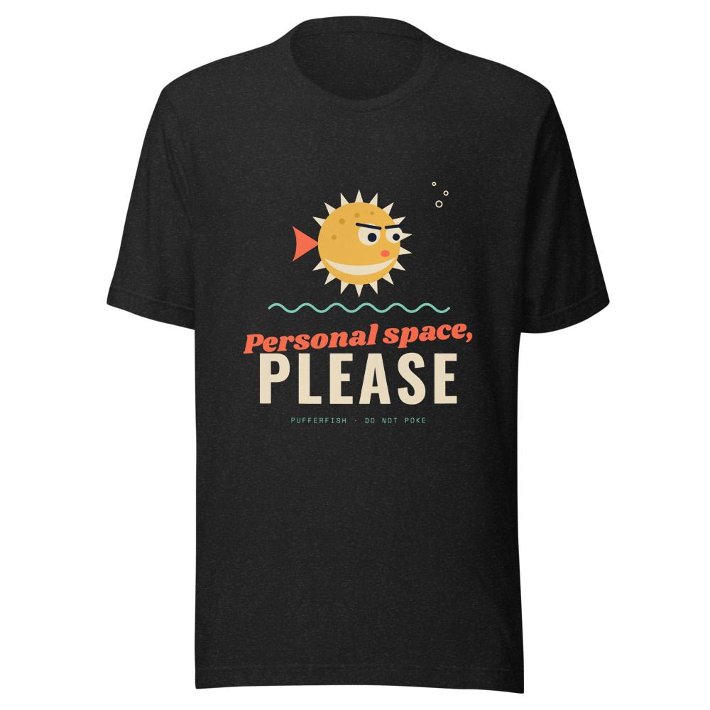 Personal Space Please Pufferfish T-Shirt - Black Heather