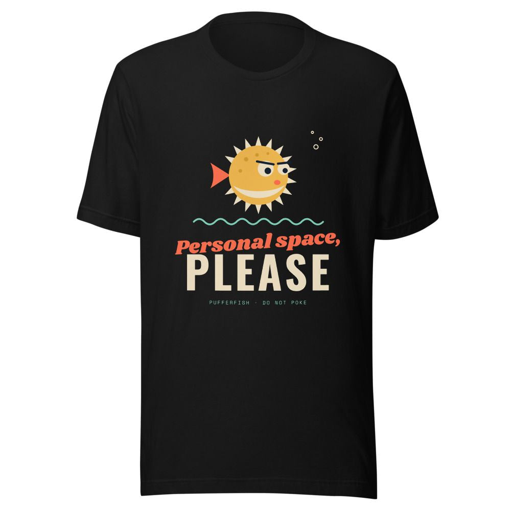 Personal Space Please Pufferfish T-Shirt - Black