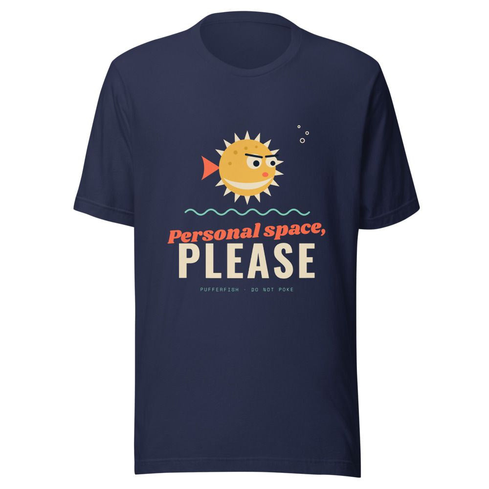 Personal Space Please Pufferfish T-Shirt - Navy